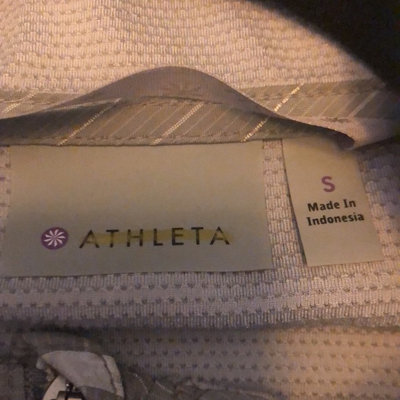 Athleta Rain Run Gray Stripe Jammin Cinch Reflective Jacket Coat - Picture 4 of 6